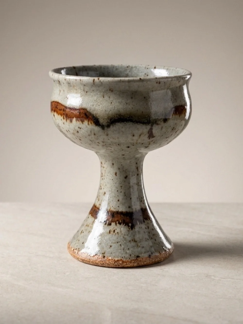 VINTAGE STUDIO POTTERY HANDMADE WINE GOBLET WABI SABI MCM MINIMAL QUIET LUXURY
